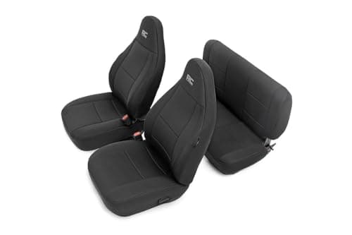 Rough Country Neoprene Seat Covers for Jeep Wrangler TJ (1997-2002) - Waterproof & UV Resistant, Foam Padded, Front & Rear Seat Cover Set