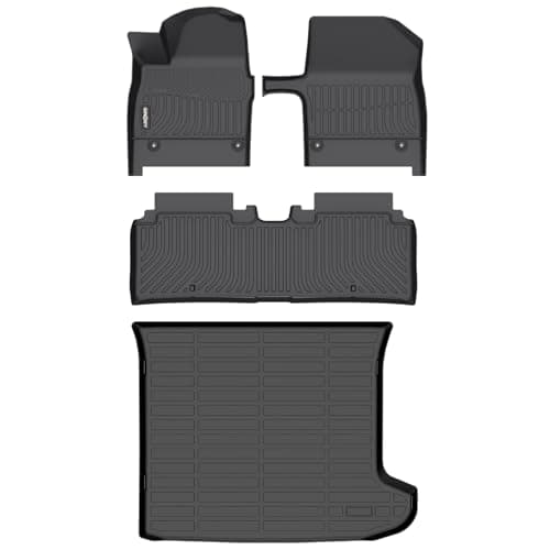GINOWY-Floor Mats & Cargo Liner for Full Set for Kia EV6 2025 2026, TPE All Weather Protection Car Mats EV6, Custom for Floor Liners, Anti-Slip Trunk Mat EV6 Accessories Black
