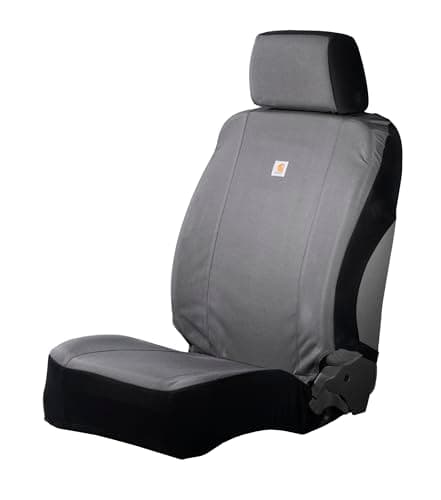 Carhartt Universal Nylon Duck Canvas Fitted Bucket Seat Cover, Durable Seat Protection with Rain Defender, Single, Gravel