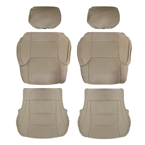 GXARTS Front Driver and Passenger Side Bottom and Top Lean Back and Headrest Replacement Leather Seat Covers Beige Tan Fit for Toyota 4Runner 1996 1997 1998 1999 2000 2001 2002 Microfiber Leather