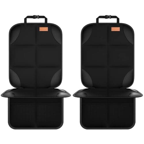 SMART ELF Car Seat Protector, 2Pack Seat Protector Protect Child Seats with Thickest Padding and Non-Slip Backing Mesh Pockets for Baby and Pet,Sedan SUV Truck (Black)