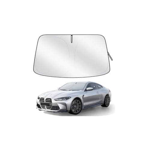 Car Windshield Sun Shade, 300T Thickened Car Window Shades Heat Reflective Interior Cool, Universal Fit for Most Cars SUVs Trucks, Foldable & Portable Design (L (57" × 31"))