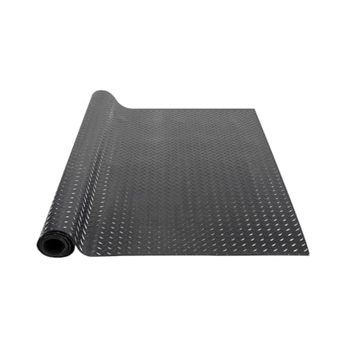 VEVOR Diamond-Plate Rubber Flooring Roll, 3 mm x 4 ft x 10 ft Garage Floor Mat, SBR, Easy to Clean, Diamond Plate Rubber Mat for Under Cars, Garage Industry Gym, Black