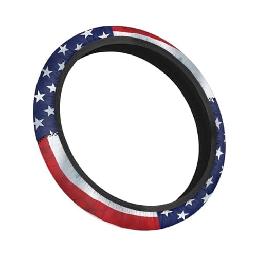 Panskyllis USA Flag Golf Cart Steering Wheel Covers Stretch Golf Cart Accessories Club Car Anti-Slip Absorbing Sweat Interior Decor Odorless Universal 13 14 Inch Gifts for Golfer Womens