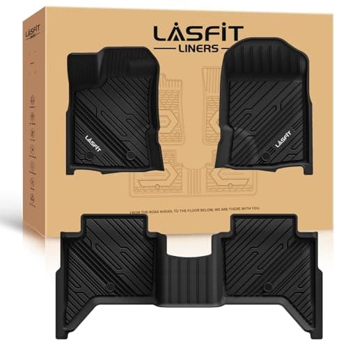 LASFIT Floor Mats Fit for Ford Ranger 2020-2023 SuperCrew Cab, All Weather TPE Truck Liners, Front and Rear Row Set, Black