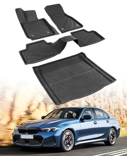 hoMPLEX XPE Floor Mats Cargo Liner for BMW 3 Series 330i M340i Sedan 2019-2025/for BMW 330e 2021-2025 All-Weather Protector Heavy Duty Mat for 3 Series 2020 2022 2023 2024 Car Accessories