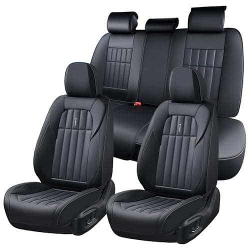 FLORICH Seat Cover, Car Seat Covers Full Set, Waterproof Leather Car Seat Protector 5 Seats, Front and Rear Seat Covers for Cars, Automotive Seat Covers Protector Fit for Most Cars Trucks SUV - Black