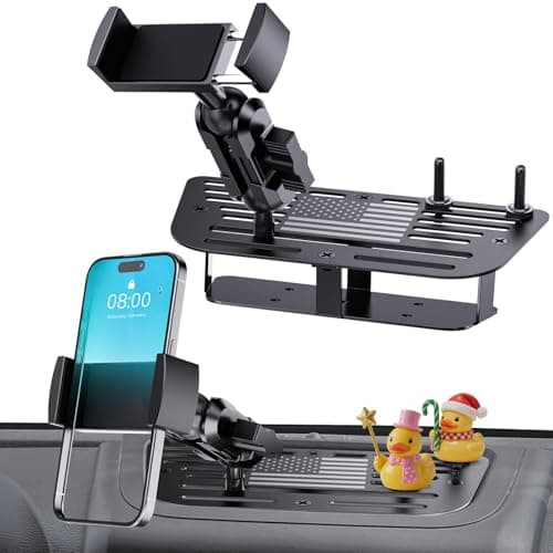 DIAMOOKY Upgraded Metal Phone Mount Compatible with Jeep Wrangler JK JKU 2018 2017 2016 2015 2014 2013 2012 2011 Accessories, Dash Phone Holder with Duck Mounts System Kit