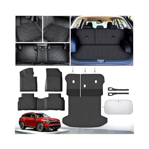 Runine Floor Mats for Kia Sportage 2023-2026 (Not for Hybrid), All Weather Protection Custom Floor Mats Trunk Cargo and Car Windshield Cover Set for Kia Sportage Accessories,Car Floor Liners Set