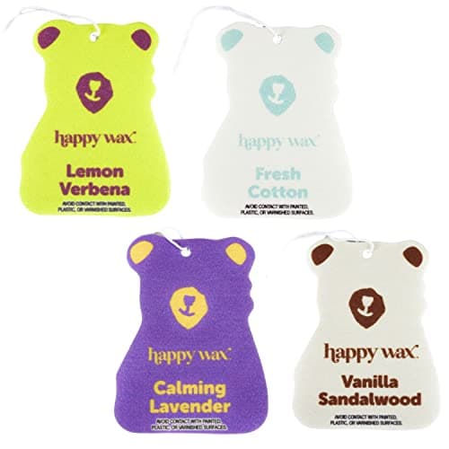Happy Wax Relax and Refresh Mix Hanging Car Cub Air Fresheners Infused with Natural Essential Oils, 4 Ct. Variety Pack - Contains Calming Lavender, Fresh Cotton, Lemon, and Vanilla Sandalwood