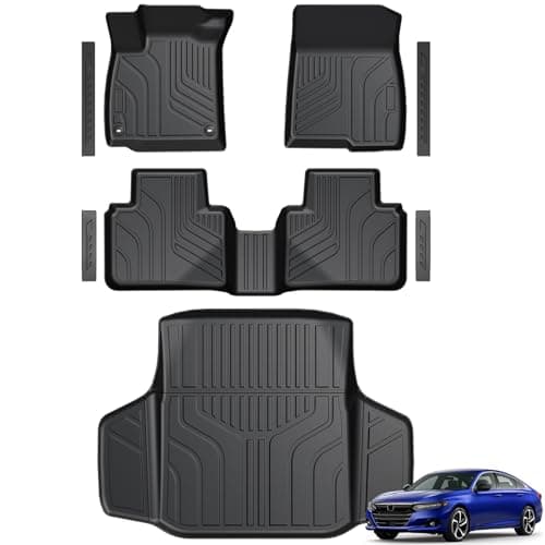 GALVAGNITE Floor Mats for Honda Accord 2018-2022, All Weather Floor Mats Trunk Cargo Liner and Door Sill Guards Accessories, Full Coverage Set