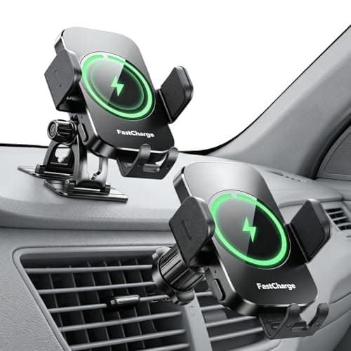 Wireless Car Charger, 15W Fast Charging Auto-Clamping Phone Holder Phone Mount【Windshield+Vent+Dash】 Car Accessories for Women Men fit for iPhone 17 16 15 14 13 12 Pro Max 11 XR XS, Samsung Galaxy