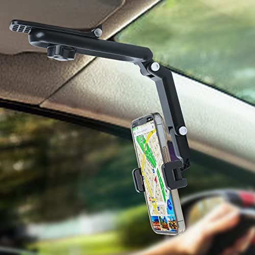 XEFINAL Sun Visor Phone Holder,360° Rotatable Rearview Phone Holder, Cell Phone Holder for Car Sun Visor Perfectly for iPhone, Samsung & Other Cellphone, Car Accessories