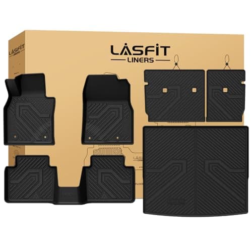 LASFIT Floor Mats & Backrest Mats & Trunk Mat for Mazda CX50 2023-2026 (Not for Hybrid) All Weather TPE Custom Fit Floor Liners Car Mats Accessories, 1st & 2nd Row & Seatback & Cargo Mats, Black