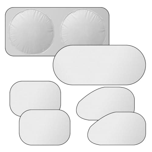 GAOLAOSY 6PCS Reflective Car Windshield Sunshade, Foldable Side Window Sun Shade with Storage Bag for Front & Rear Windshields, Privacy Protection Cover Block UV Rays, Keep Cool for Most Cars