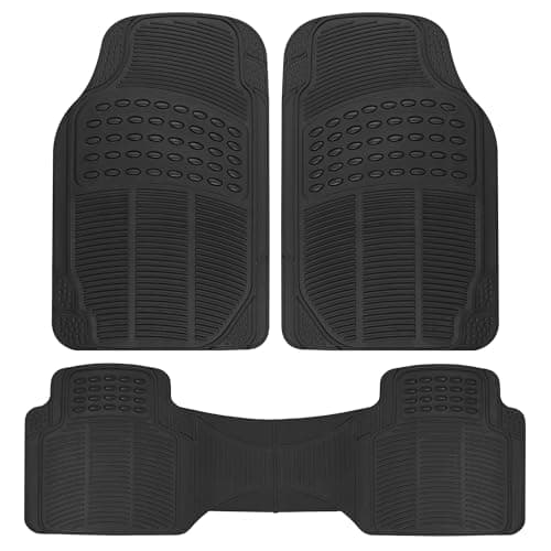 BDK ProLiner Floor Mats for Cars Trucks SUV, 3-Piece All-Weather Car Mats with Universal Fit Design, Durable Car Floor Mats with Capture Ridges, Waterproof Rubber Floor Mats for Cars (Black)