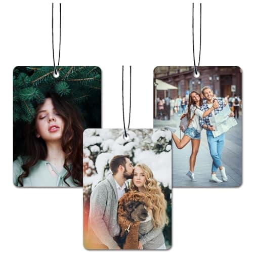 Personalized Photo Car Air Freshener – Custom Double-Sided Print – Fresh Linen Scent – Eco-Friendly, Long-Lasting Fragrance – For Family, Friends, Lovers (Rectangle)