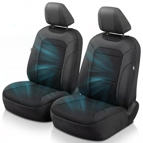 GIANT PANDA Air Cool Mesh Car Seat Cover Custom Fit Subaru Outback Forester Crosstrek Legacy Impreza,Breathable Cooling Seat Protector with Leather Back Pannel(Black)