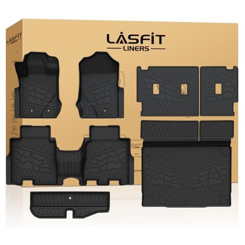 LASFIT Floor Mats+Cargo Liner+Backrest Mat+Underfloor Storage Mat for 2021-2026 Ford Bronco 4-Door Carpet Flooring TPE All Weather Protector Waterproof Trunk Liner Back Seat Cover, Combo Set