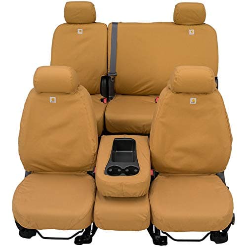Covercraft Carhartt SeatSaver Custom Seat Covers | Fits 2013-2018 Jeep Wrangler JK | 1st Row Bucket Seats, Duck Weave Brown