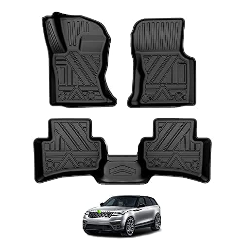 T TGBROS Floor Mats for Land Rover Range Rover Velar/Jaguar F-Pace 2017-2025 2026 All Weather Protection TPE 2 Rows Floor Liners Custom Fit for Range Rover Velar Accessories Car Mats Non-Slip Black