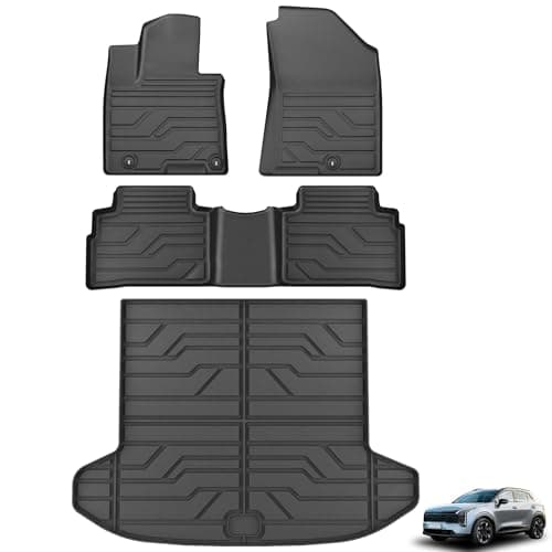 KARPAL Floor Mats for 2026 2025 2024 2023 Kia Sportage Gasoline (Not Fit Hybrid & PHEV), TPE All Weather Custom Fit Floor Liners Car Mats Kia Sportage Accessories, 1st & 2nd Row & Cargo Liner Full Set