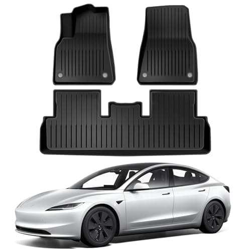 Pedigree Floor Mats Compatible with Tesla Model 3, Custom Fit Floor Liners for 2025 2024 Tesla Model 3, 1st & 2nd Row All Weather Protection