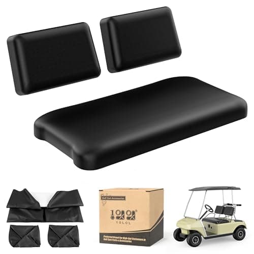 10L0L Golf Cart Front Seat Covers for Club Car DS 1982-2000, Staple On Black Micro Fiber Leather, Anti-Scratch & Anti-Fading
