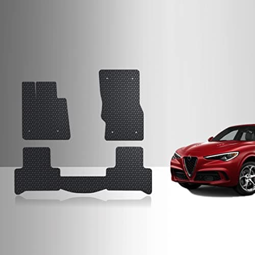 TOUGHPRO Floor Mats Accessories Set (Front Row + 2nd Row) for Alfa Romeo Stelvio All Weather Heavy Duty (Made in USA) Black Rubber 2018 2019 2020 2021 2022 2023 2024 2025