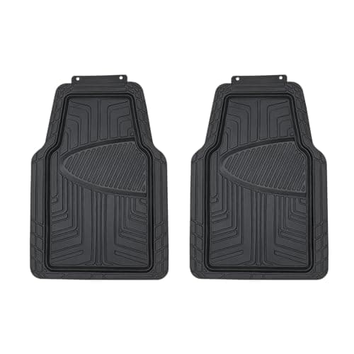 Amazon Basics 2-Piece Premium All-Season Anti-Slip Rubber Floor Mats for Cars, SUVs and Trucks, Universal Trim to Fit, Black