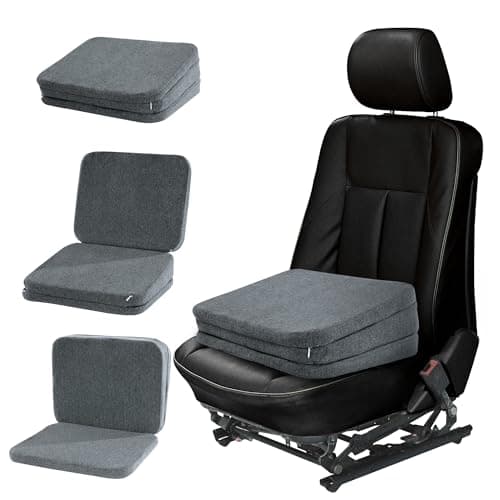 HOMBYS Adjustable Car Booster Seat for Short Drivers, 3 Heights for Different People, Adult Car Seat Cushions for Driving, Supportive Car Seat Pad for Lower Back Pain Reduce, (17"x13.8"x6.3", Grey)