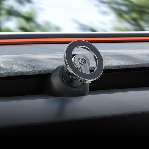 YONZEE Magnetic Phone Mount Compatible with 2025-2026 Model Y Juniper and 2024-2026 Tesla Model 3 Highland, Dashboard Ball Joint Base, Strong Magnetic Ring, 360° Rotation