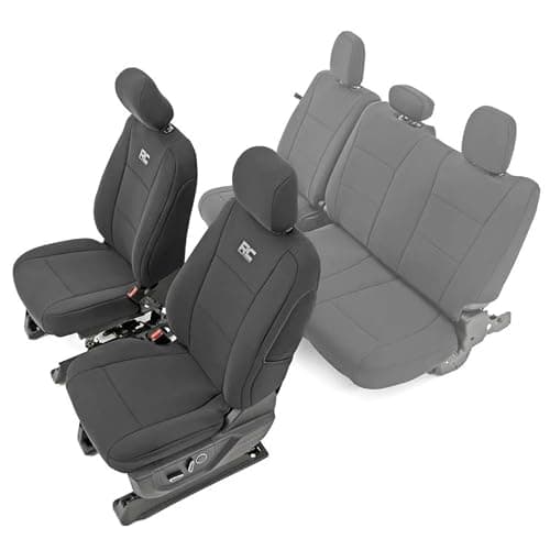 Rough Country Neoprene Seat Covers for 15-22 F-150 |17-22 Super Duty - 91016,Black, Front