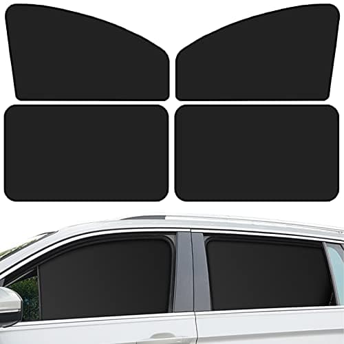QUICTO Car Window Sun Shades, Universal Interior Accessories - Double-Sided Black (4pcs)