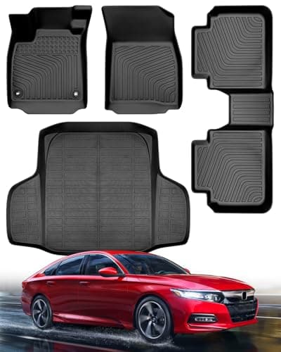 All Weather Floor Mats Cargo Liner for Honda Accord 2026 2025 2024 2023 (Include Hybrid) for Accord LX/Sport/EX-L/Touring Accessories Waterproof Nonslip Custom Front Rear Trunk Carpet Rug Set