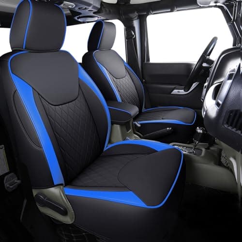 Coverado Seat Covers 4-Door Fullset for Jeep Wrangler JK JL, Waterproof Blue Car Seat Covers for Truck Automotive Seat Covers Custom Fit for 2007-2017 Jeep Wrangler