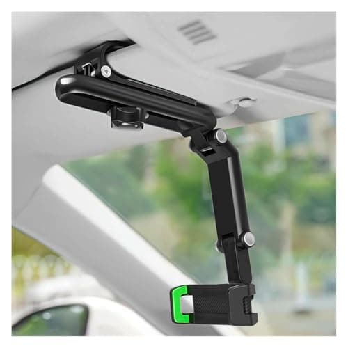 YoRise 360° Rotatable Car Sun Visor Phone Holder, Retractable Foldable Automotive Rear View Mirror Electronic Device Mount, Multifunction Portable Vehicle Visor Cell Phone Holder(Green)