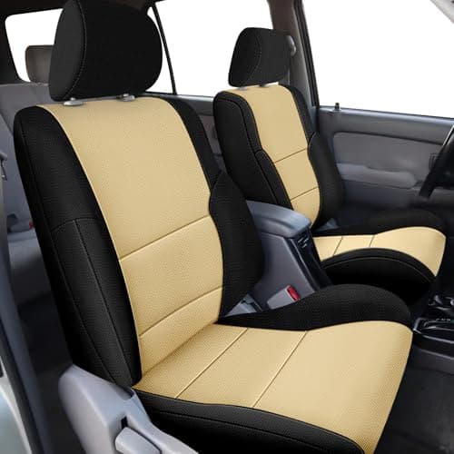 Kistrba Front Seat Covers Compatible with 1996-2002 Toyota 4Runner, Custom-Fit Breathable Automotive Cover (DIY Headrest Holes Required), Black and Tan