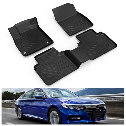 KIWI MASTER Floor Mats for 2018-2022 Honda Accord, Custom Fit All Weather Car Mats, Heavy Duty TPE Floor Liners, Front & Rear 2 Row, Black