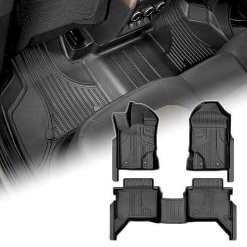 AOMSAZTO Floor Mats for Ford Ranger SuperCrew Cab 2019-2023, 1st & 2nd Row All Weather Protection Car Floor Liners Waterproof Anti Skid Mats