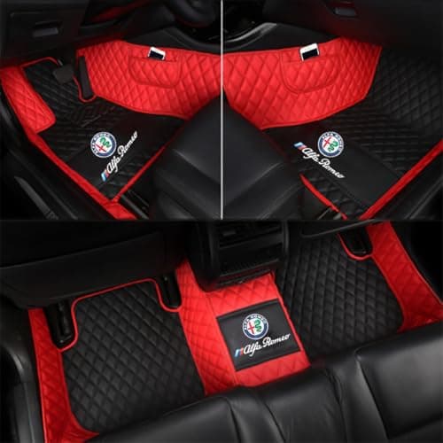Custom Logo/Picture for Alfa Romeo Car Mats Full Set - Fits Giulia, Stelvio, Tonale,2016-2026 All-Weather Protection, Full Coverage, with Storage Bag