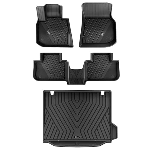 3W 2018-2024 BMW X3 Floor Mats & Cargo Liner, All Weather TPE BMW X3 Accessories Custom Fit for X3 G01 30i M40i X3M Car Mats (Only for car Without Spare tire) (Don't Fit X3 30e), 6PCS