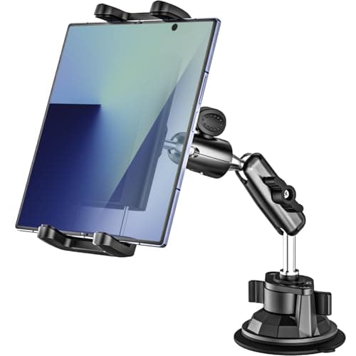Dosvsi Z Fold Car Holder, [Super Suction Cup] Dashboard Windshield Mount for Foldable Phone, 360° Metal Arm Truck Tablet Phone Stand for Galaxy Z Fold 7 6 5 4 3 2, Pixel Fold, Galaxy Tab, 4-13" Device