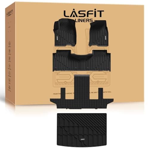 LASFIT Floor Mats & Cargo Liner 2021-2026 & Only 7 Seats (Not for 8/9 Seats) for Chevy Suburban/GMC Yukon XL(Only Yukon XL, Not Fit Yukon)/Cadillac Escalade ESV(Only Escalade ESV, Not Fit Escalade)