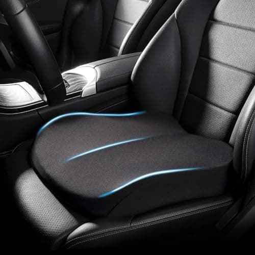 ZHUANXUA Adult Car Booster Seat Cushion, Car Seat Driver Height Boost Mat Memory Foam Car Seat Cushions Pad Improve Driving View Non-Slip 3D Office Chair Cushion Pressure Relief (Black)