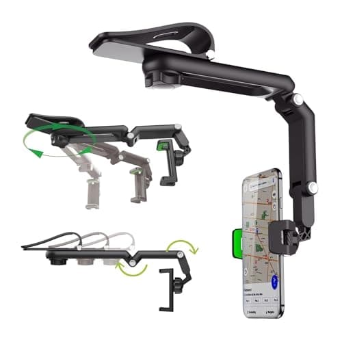 Ivieicip Rotatable and Retractable Car Phone Holder - 1080 Multifunction Sun Visor Universal 360 Rotating Cell Phone Holder Mobile Mount for Vehicle Rear View Mirror