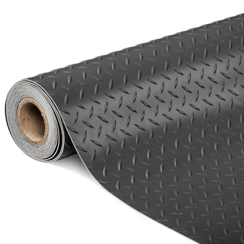 TUFFIOM 7.5 x 17 FT Garage Floor Mat, Thickened Diamond Plate PVC Garage Mats Flooring Roll for Under Car, Garage Car Parking Mats for Compact SUVS, Sports Car
