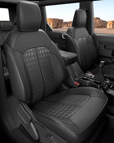 RIDEPOSH for Ford Bronco Seat Covers 4 Door 2021 2022 2023 2024 2025 2026, Custom Fit Leather Car Seat Cover Full Set, Luxury Waterproof SUV Interior Protectors Accessories, Black NOT for Raptor Sport