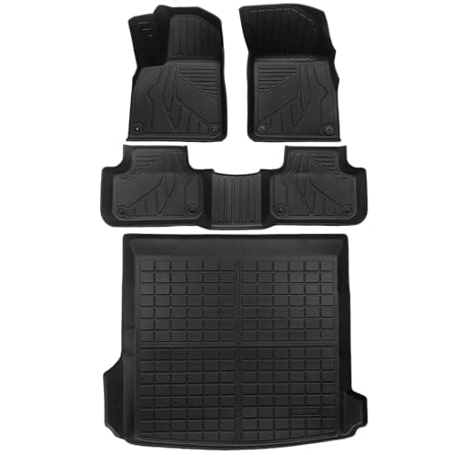 Floor Mats & Cargo Liner Set Custom Fit for 2017-2025 Audi Q7/SQ7 & 2019-2025 Q8 All Weather Protection for Car Mats Anti-Slip TPE Odorless Floor Liners Audi Q7 Accessories Waterproof Trunk Mat