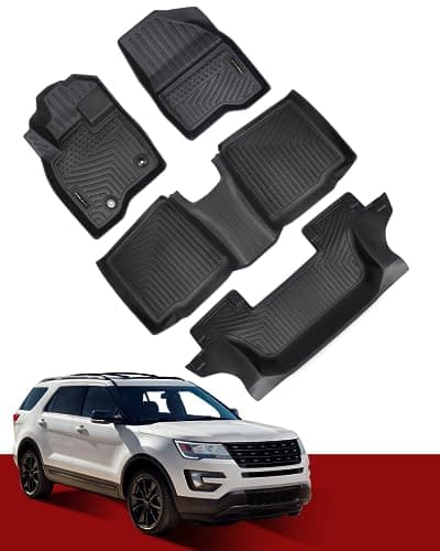 SHINJEW Floor Mats Compatible with Ford Explorer 7 Seat 2015-2019, All Weather Floor Liners Full Set 1th 2nd 3rd, Waterproof Non-Slip TPE Custom Floor Mats Accessories for Car Front and Back
